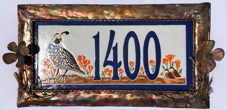 Quail with Poppies Address Tile image 4