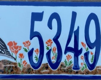 Quail with Poppies Address Tile