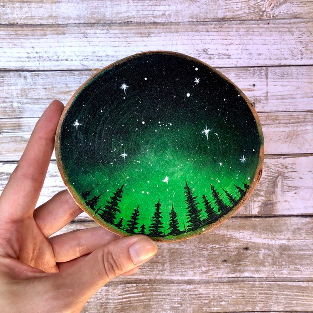 Galaxy Painting on Wood Slice—Angel Skies - Jaded Studios Shop
