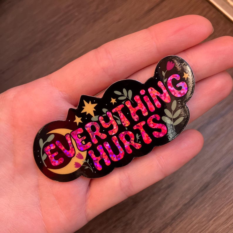 Everything Hurts Glitter Sticker | Waterproof Sticker | Vinyl Sticker ...