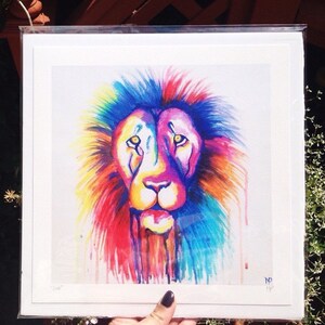 Beautiful multicolor acrylic lion painting print, Nursery Decor, Animal art