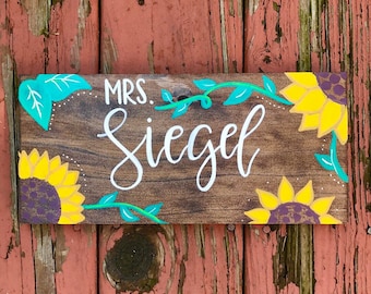 Teacher Sign Personalized, Custom teacher sign, Teacher Gift, Hand Painted wood Sign, Teacher Appreciation Gift,  Custom wood sign,