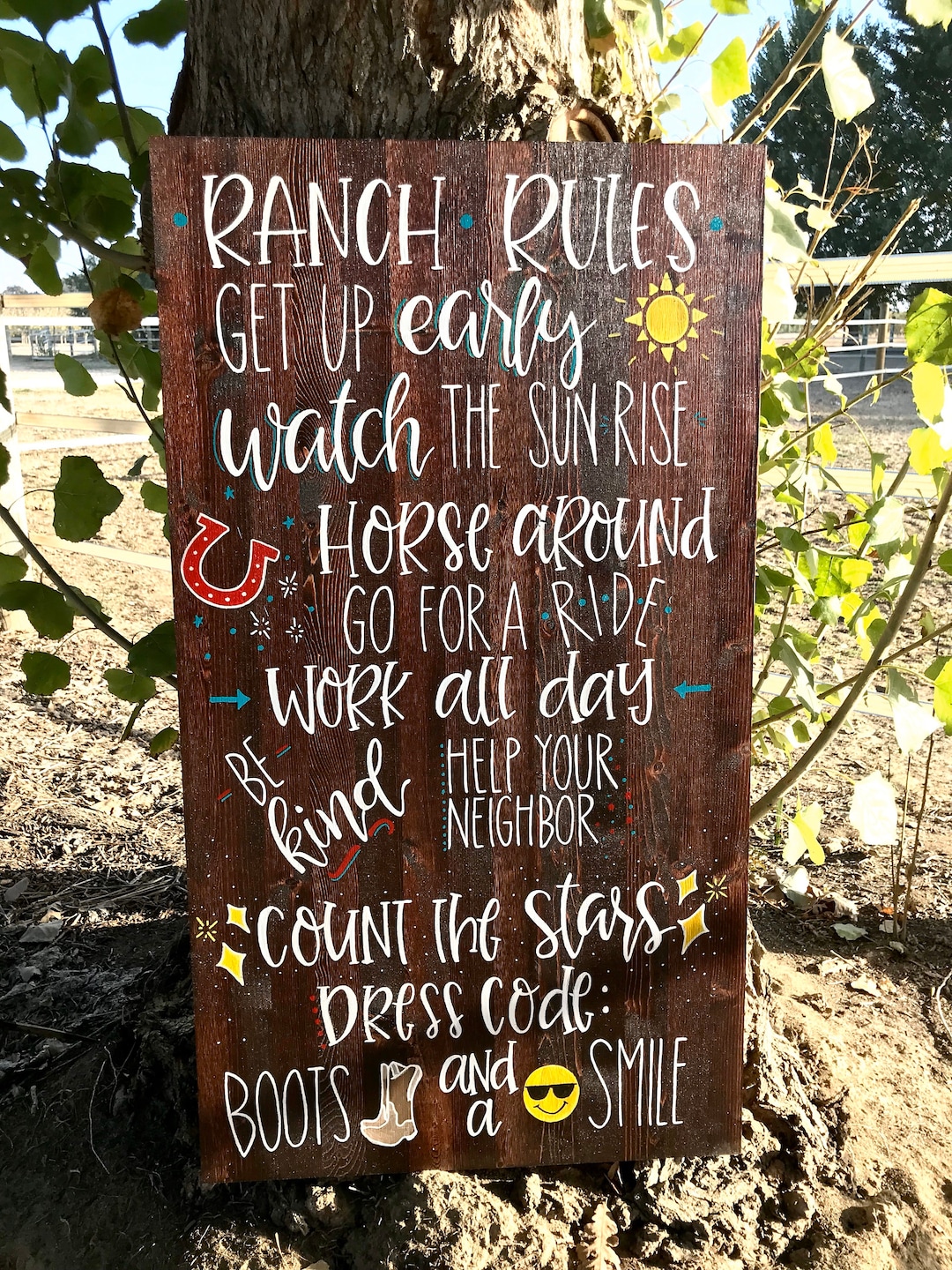 Ranch Rules Custom Personlized Hand Painted Wood Sign, Rustic Farm ...