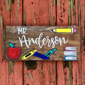 Teacher Sign Personalized, Custom teacher sign, Personalized Teacher Gift, Hand Painted wood Sign, Teacher Christmas Gift