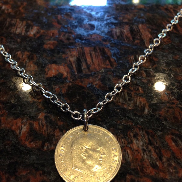 Denmark 1 krone coin necklace