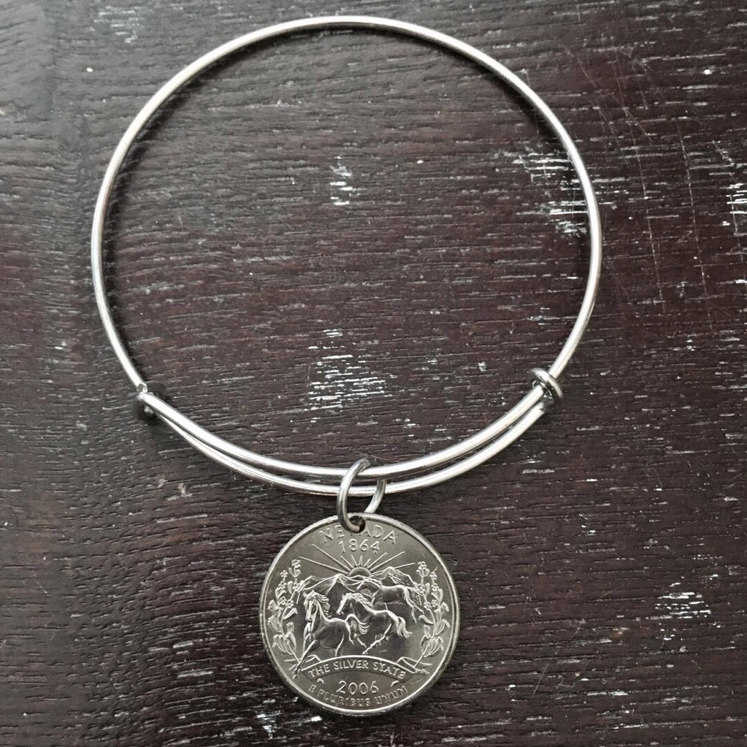 Nevada State Quarter Expandable Wire Bangle Bracelet - Etsy