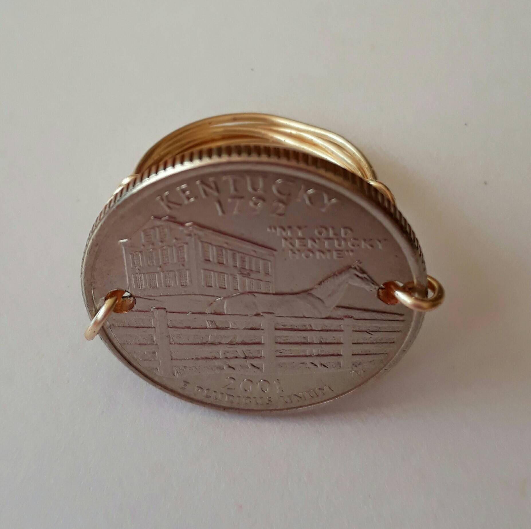 Louisville KY Railway Token Keychain Repurposed Vintage Gold 