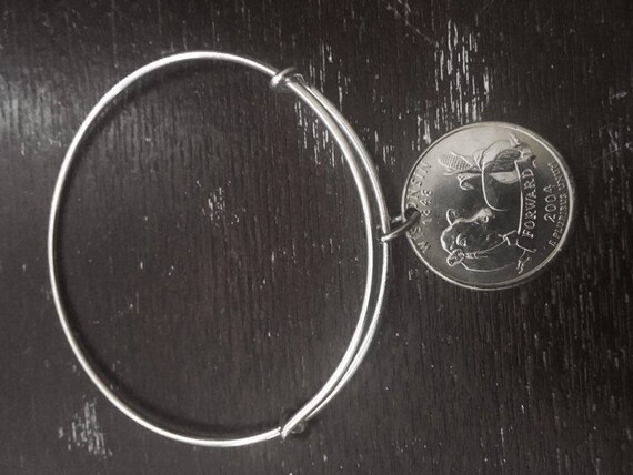 米25セント硬貨 バングル ハンドメイド ウィスコンシン州 25 セント 拡張可能ワイヤー バングル ブレスレット