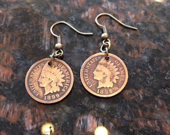 Indian Head Penny Coin Earrings