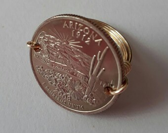Arizona State quarter wire wrapped ring.
