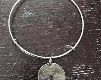 South Carolina state quarter expandable wire bangle bracelet