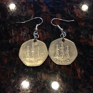 United Arab Emirates 50 Filsa coin earrings