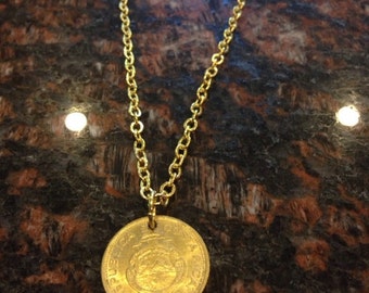 Costa Rica 10 colones coin necklace
