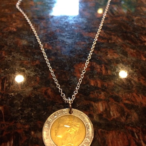 Italy 500 Lira Coin Necklace