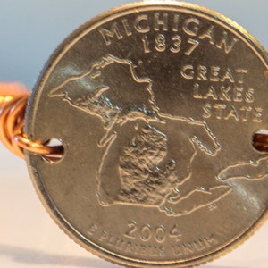 Michigan state quarter wire bangle bracelet