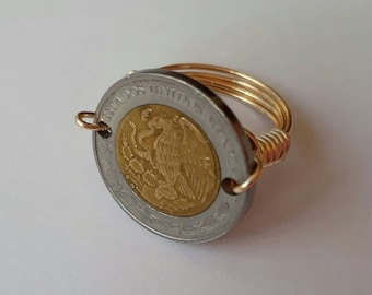 Mexico 1 peso draad omwikkelde ring