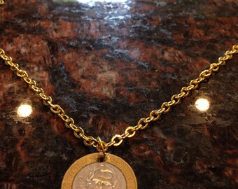 Dominican Republic 5 pesos coin necklace