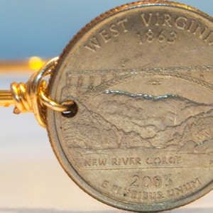 West Virginia state quarter wire bangle bracelet
