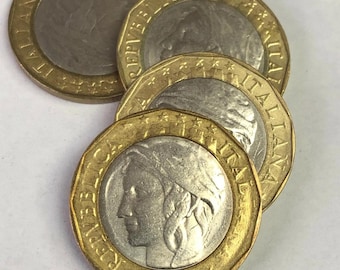 ITALY 1000 LIRE, Bi-Metallic Coin Europe Map reverse (1997-2001 type) KM#194