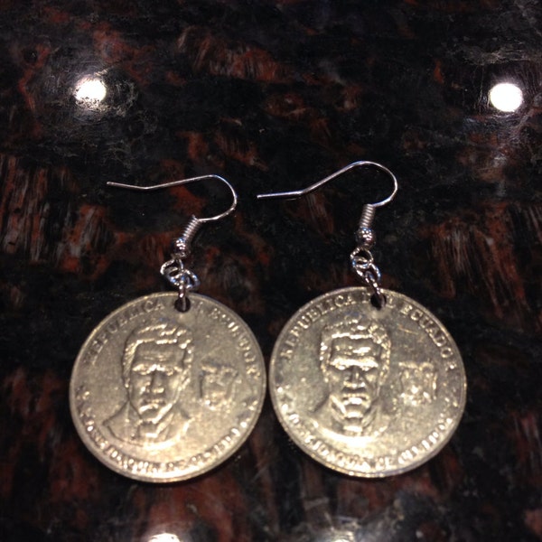 Ecuador 25 centavos coin earrings