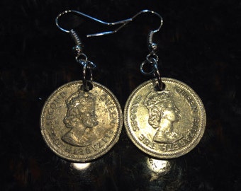 Belize 5 cents coin earrings