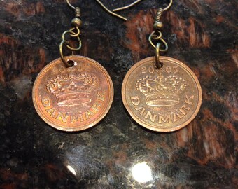 Denmark 50 ore coin earrings