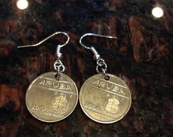 Aruba 25 cents coin earrings