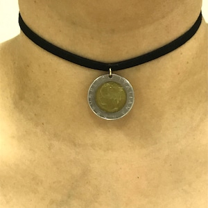 Black velvet choker with Italy 500 Lira Coin