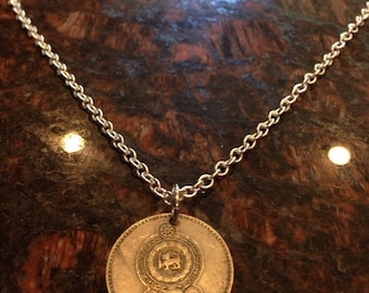 Sri Lanka 1 Rupee coin necklace