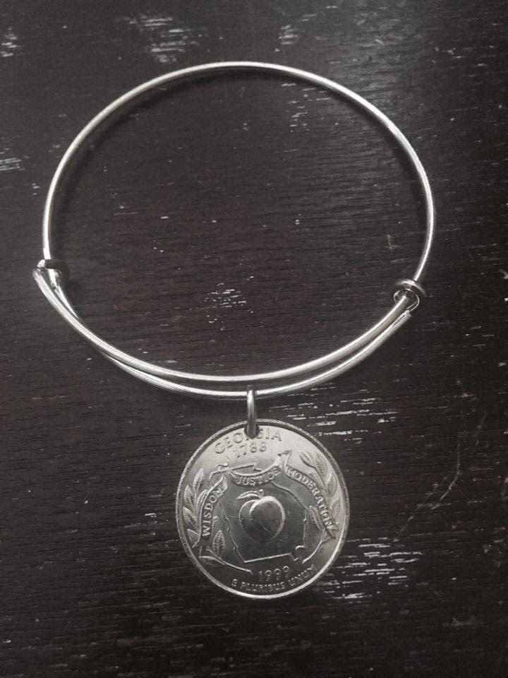 Georgia  state quarter expandable wire bangle bracelet