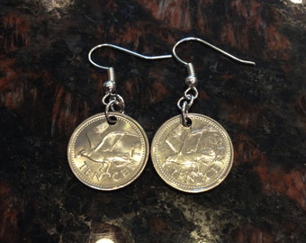 Barbados 10 cents coin earrings.