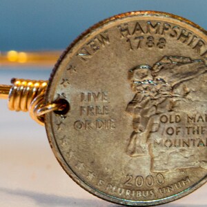 New Hampshire state quarter wire bangle bracelet.