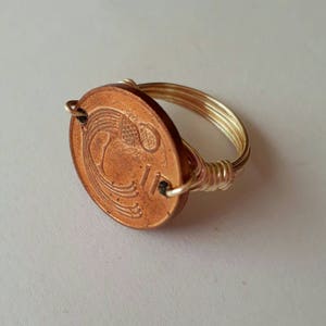Ireland 1 pence wire wrapped ring