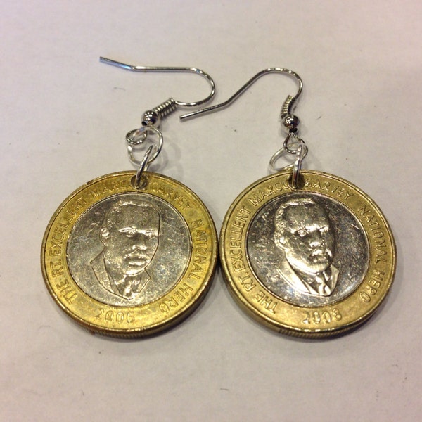 Jamaica 20 Dollar Two-Toned, Bi-Metal Coin Earrings