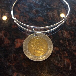 Uruguay 10 pesos expandable style wire bangle bracelet bi metal