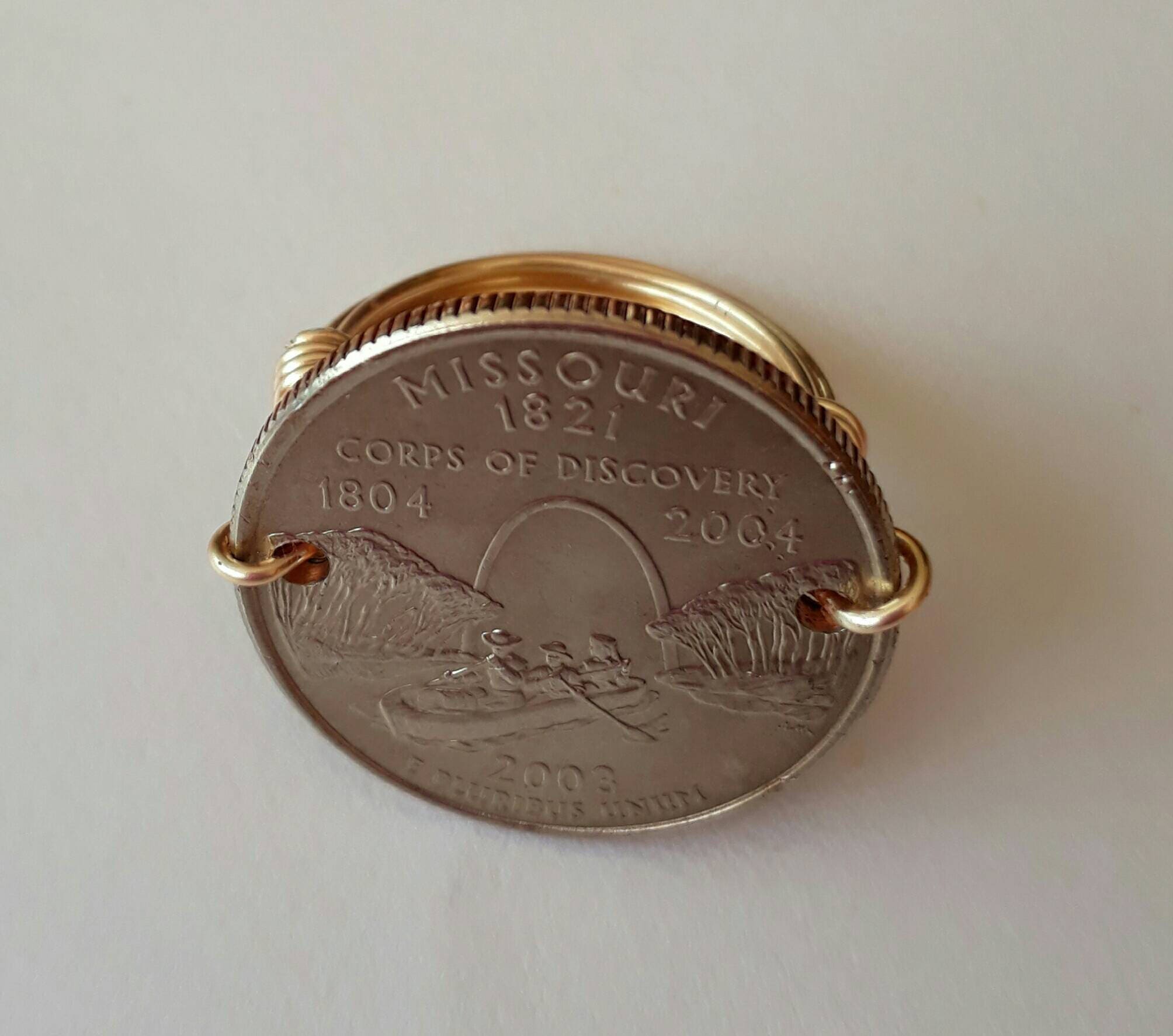 Missouri State quarter wire wrapped ring.