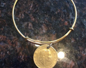 Italy 200 lira expandable style wire bangle bracelet