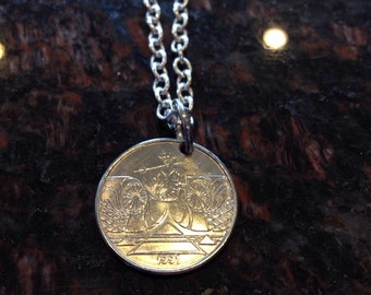 Brazil 5 cruzeiros coin necklace