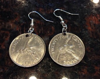 Bermuda 25 cents coin earrings