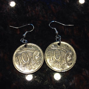 Australia 10 cents coin earrings