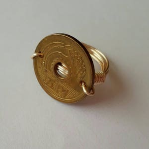 Japan 5 yen wire wrapped ring