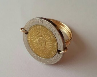 Argentinië 1 peso draad gewikkeld ring