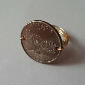 Minnesota State quarter wire wrapped ring.