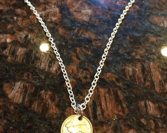 Ireland 3 pence coin necklace- lucky irish rabbit