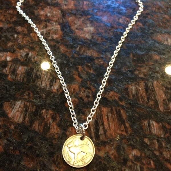 Ireland 3 pence coin necklace- lucky irish rabbit