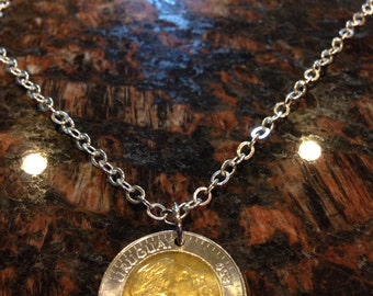 Uruguay 10 pesos coin necklace
