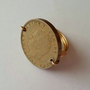 Spain 100 pesetas wire wrapped ring