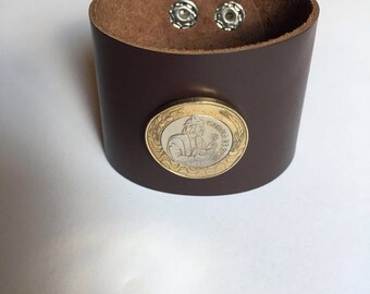 Portugal 200 escudos Leather Cuff Coin Bracelet