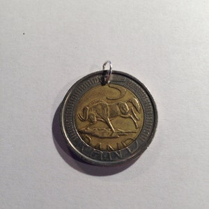 South Africa 5 Rand Bi-Metal, Two-Toned Coin Pendant