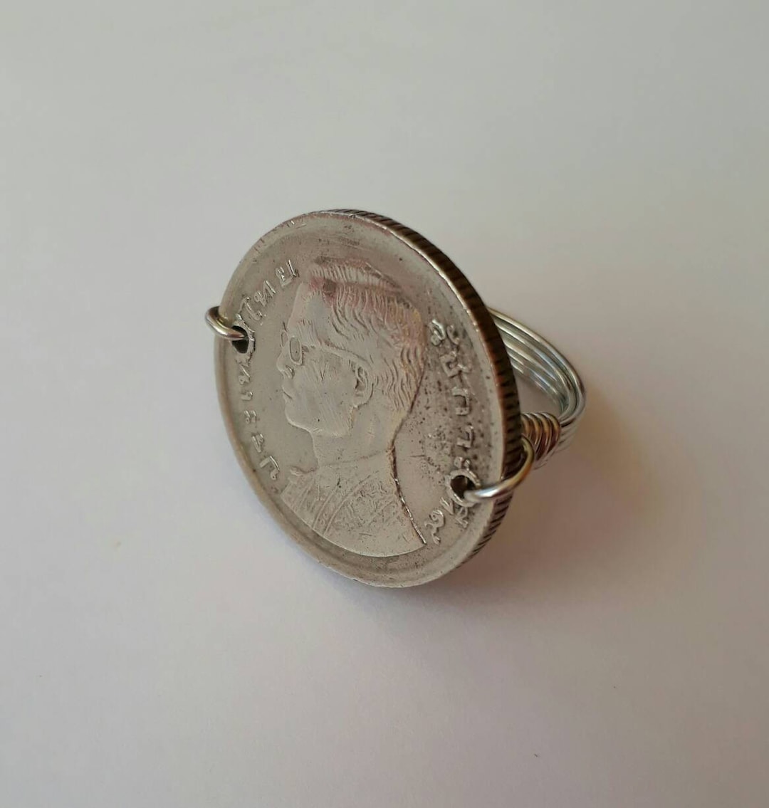 タイ 1バーツ 大型シリーズ コイン ワイヤーラップ リング - Etsy 日本